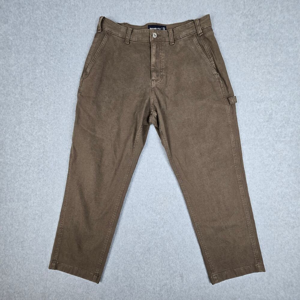 Abercrombie & Fitch Mens 32x28 Brown Canvas Loose Workwear Pants